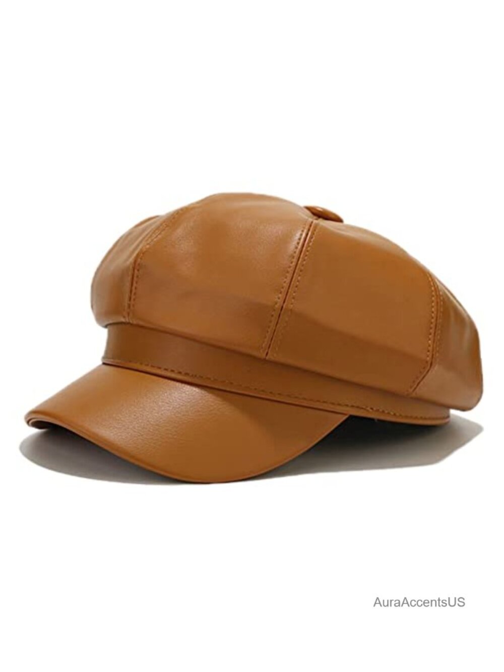 Womens PU Leather Newsboy Cap Paperboy 8 Panel Cabbie Hat